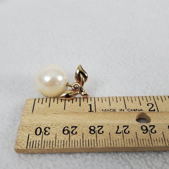 Vintage Avon Signed Gold-tone & Faux Pearl Post Earrings - Picture 5 of 5